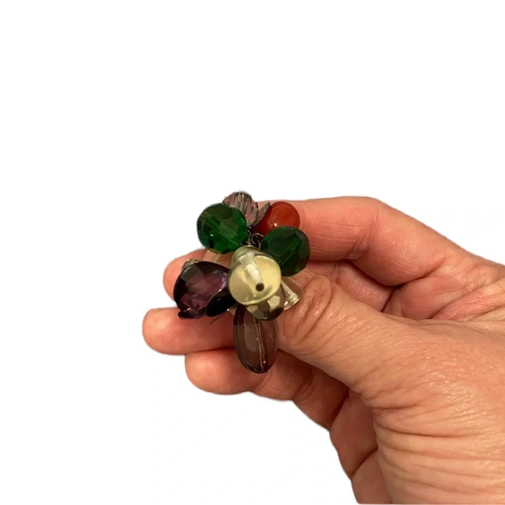 BODEN Glam Beaded Jewel Cluster Multi Color Statement Ring NWOT